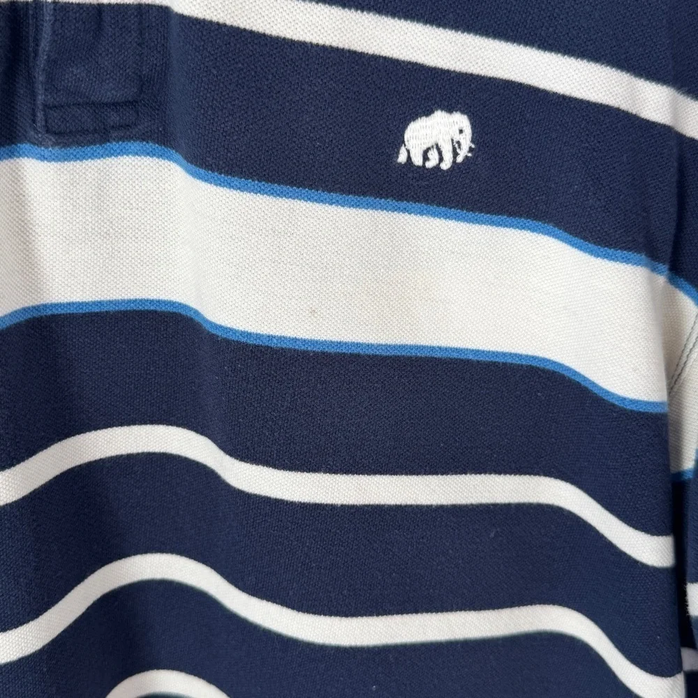 Banana Republic Men’s Blue and White Striped Short-Sleeved Polo Shirt XL